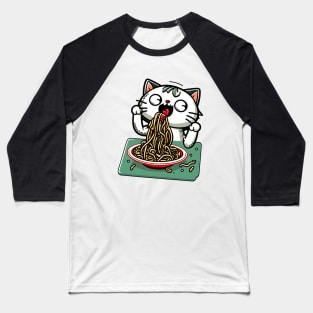 Cat eating spaghetti meme Baseball T-Shirt